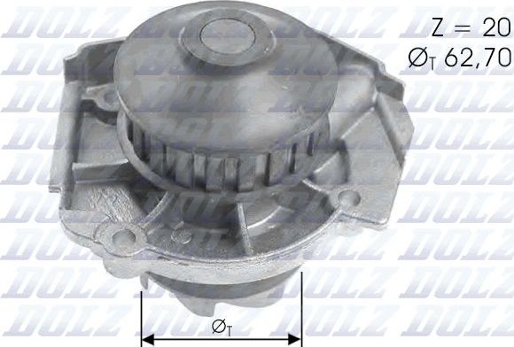 Помпа (водяной насос) Dolz для Fiat Panda I 1999-2004. Артикул S361