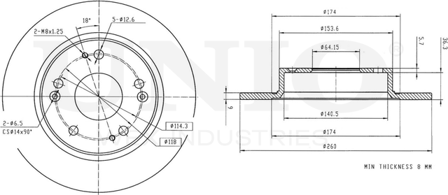 Диск тормозной (Unio). Артикул BRD-20068
