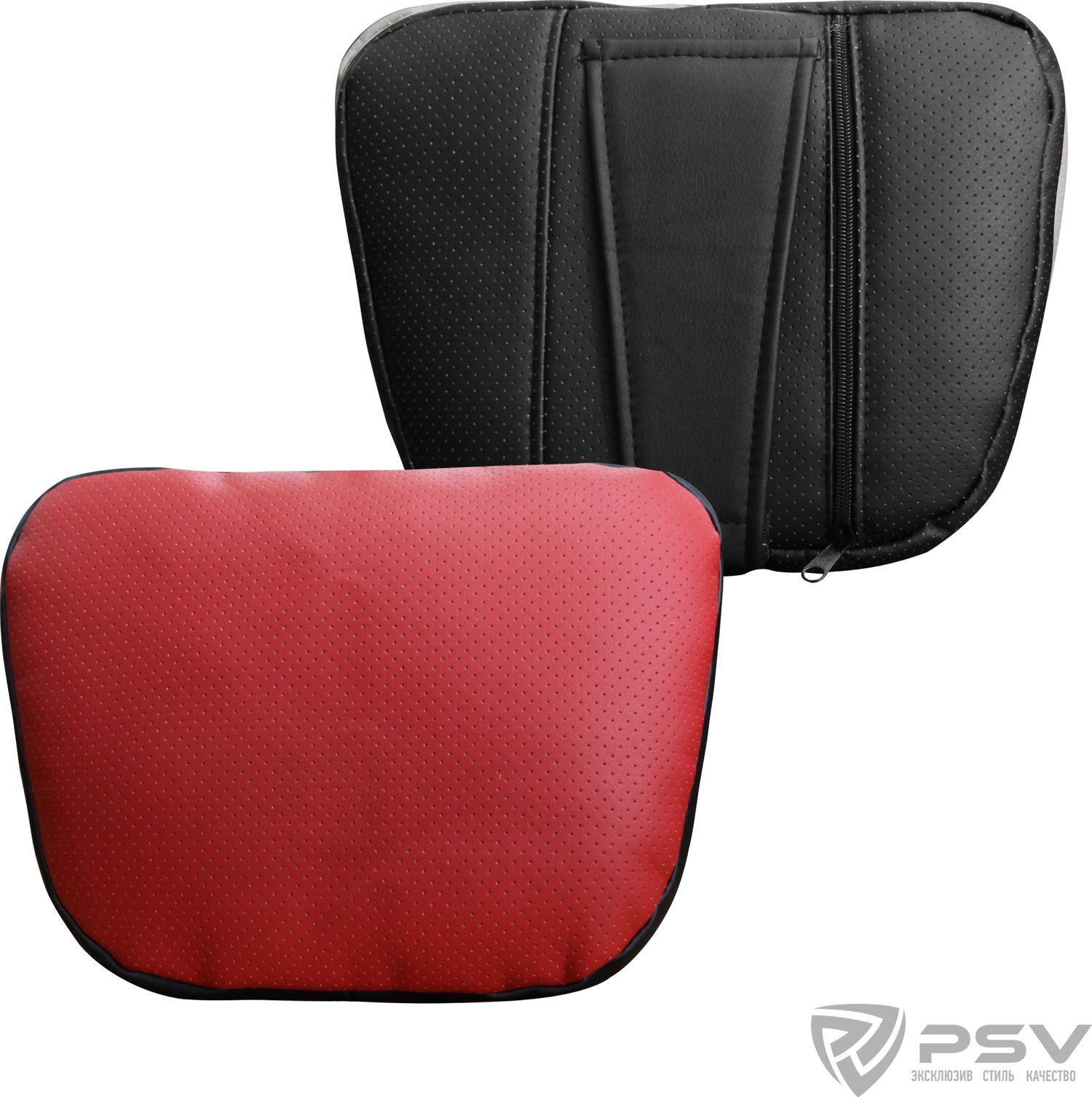 Подушка PSV Lux Way на подголовник, цвет Красный, экокожа. Артикул 132350