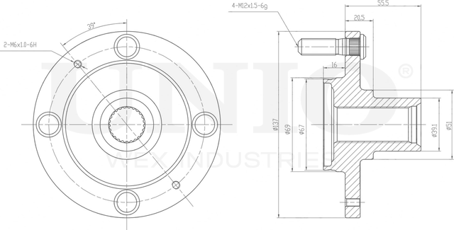 Ступица колеса (Unio). Артикул HUB-20135