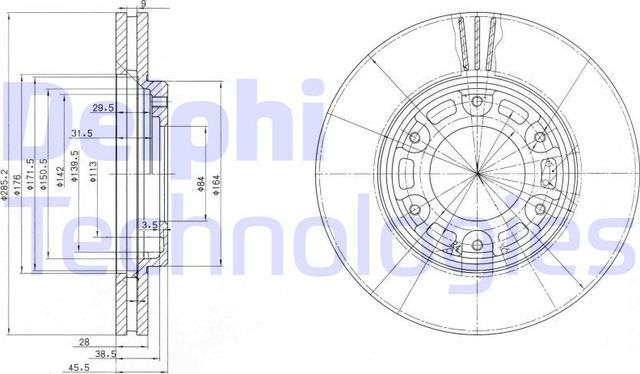 Тормозной диск Delphi передний для Toyota HiAce H100 1989-2006. Артикул BG3193