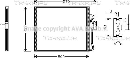 Радиатор кондиционера (конденсатор) AVA (алюминий). Артикул BW5192