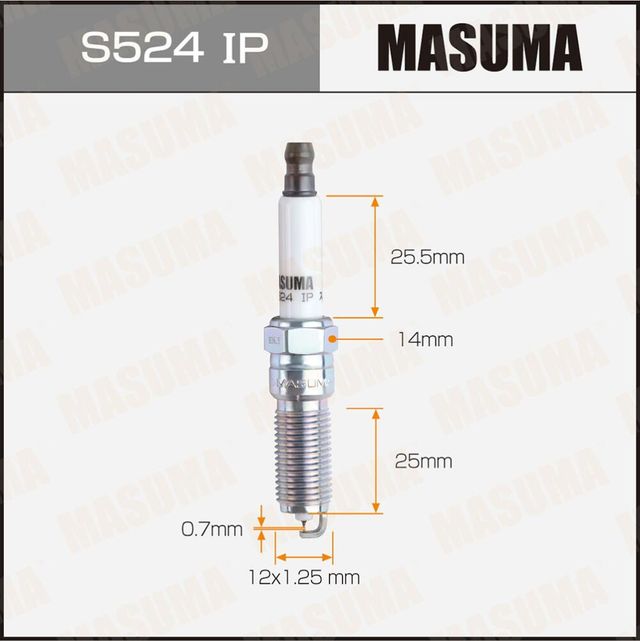 Свеча зажигания MASUMA IRIDIUM+PLATINUM (ILNAR8B7G). Артикул S524IP