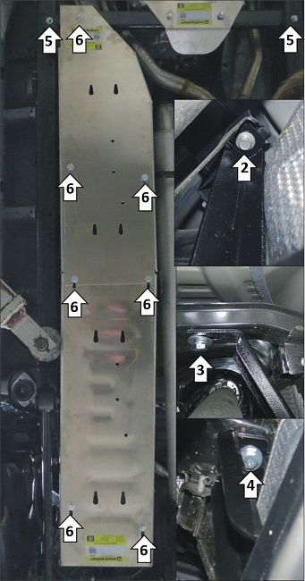 Защита алюминиевая Мотодор для топливного бака Toyota Tundra III (в т. ч. для версии с гибридной силовой установкой) 2022-2026. Артикул 32527