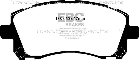 Тормозные колодки EBC Brakes передние для Subaru Impreza II 2000-2009. Артикул DP21134