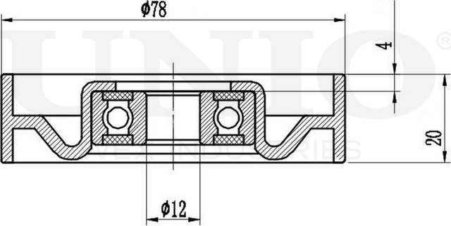 Ролик поликлинового ремня натяжной (Unio). Артикул TNS-10030