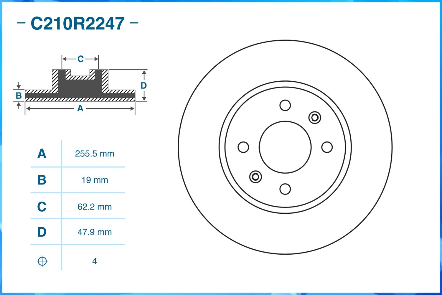 Диск тормозной передний (Cworks). Артикул C210R2247