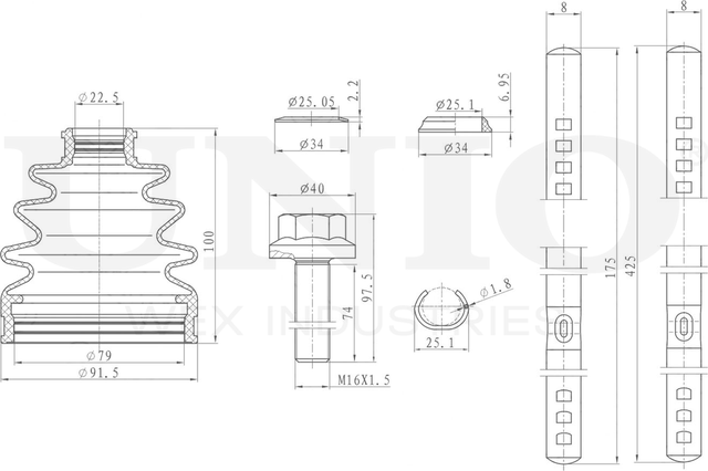Пыльник ШРУС, комплект (Unio). Артикул DUC-30005K