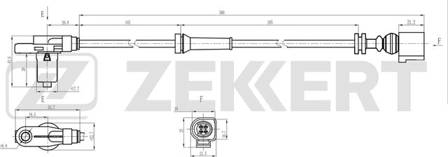 Датчик ABS Zekkert передний правый для SEAT Alhambra I 2000-2010. Артикул SE-6237
