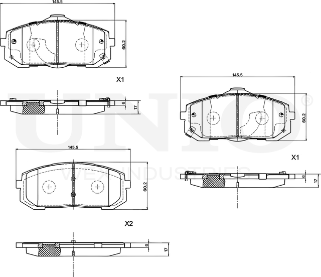 Колодки тормозные дисковые, комплект (Unio). Артикул BRP-20034