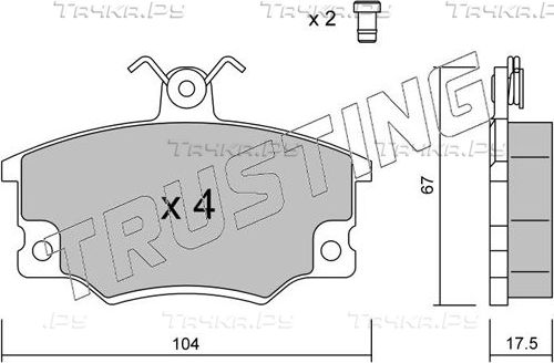 Тормозные колодки Trusting передние для Fiat Barchetta I 1995-1996. Артикул 032.1