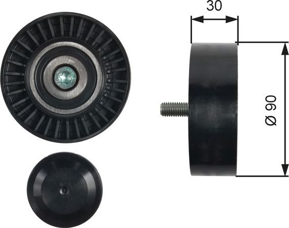 Направляющий (ведущий) ролик приводного поликлинового ремня Gates (полимерный материал). Артикул T36479