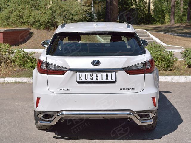 Защита RusStal заднего бампера d63 волна для Lexus RX 200t, 300 2015-2018. Артикул LRX2Z-002376