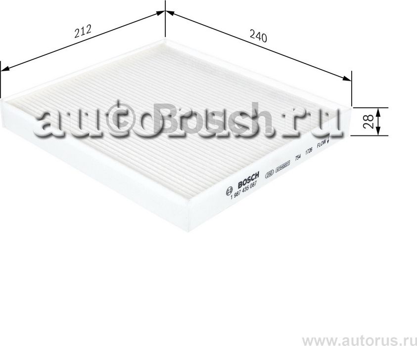 Фильтр салона BOSCH 1987435087 M5087 ФИЛЬТР САЛОНА M5087. Артикул 1987435087