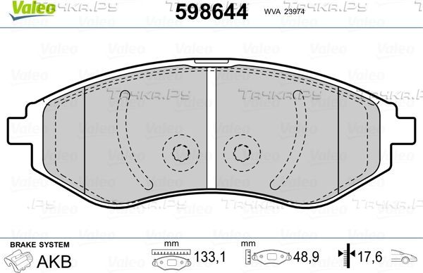 Тормозные колодки Valeo передние для Daewoo Kalos 2002-2007. Артикул 598644