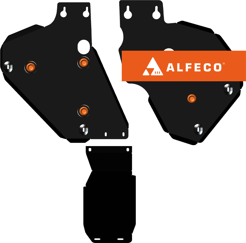 Защита Alfeco для топливного бака и редуктора заднего моста (3 части) Audi Q7 II S Line 2015-2026. Артикул ALF.30.43