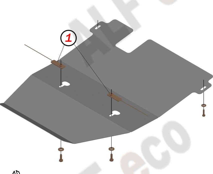 Защита алюминиевая Alfeco для картера и КПП Toyota Land Cruiser 80 1990-1997. Артикул ALF.24.82al