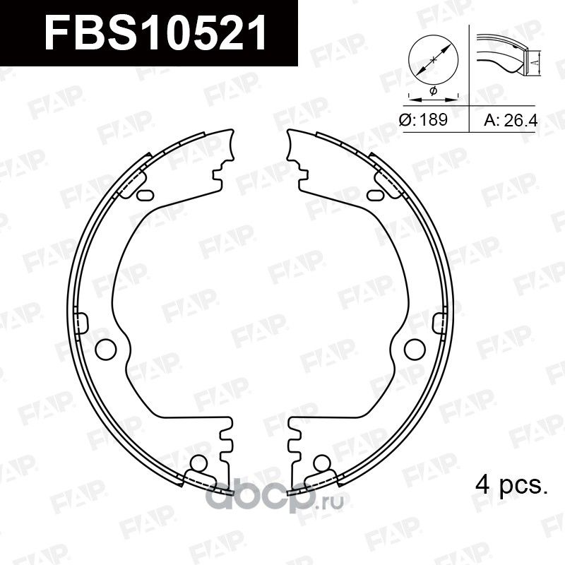 FBS10521 КОЛОДКИ ТОРМОЗНЫЕ БАРАБАННЫЕ (FAP). Артикул FBS10521