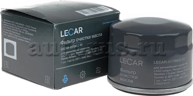 Фильтр масляный ДВС Renault K4M/K7M (низкий/LS218/LS932) (Lecar). Артикул LECAR017090201