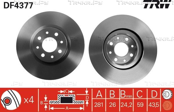 Тормозной диск TRW. Артикул DF4377