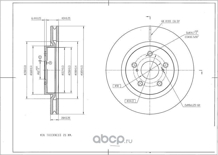 Диск тормозной (Avantech). Артикул BR3060S