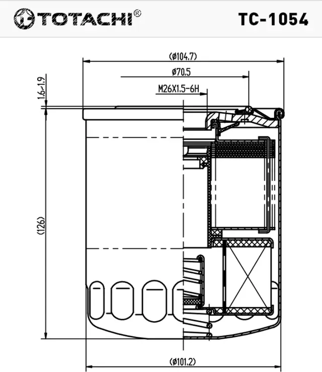 Фильтр масляный TOTACHI TC-1054 C-306 MD069782 MANN WP 928/81, WP 928/83 Totachi. Артикул TC1054