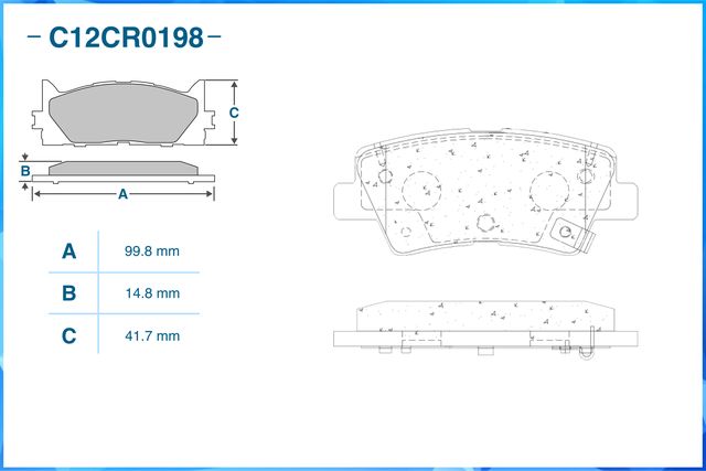Тормзные колодки задниe (Cworks). Артикул C12CR0198