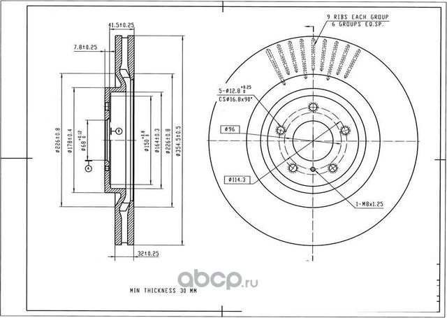 Диск тормозной передний (354,5x32) (Avantech). Артикул BR3031S