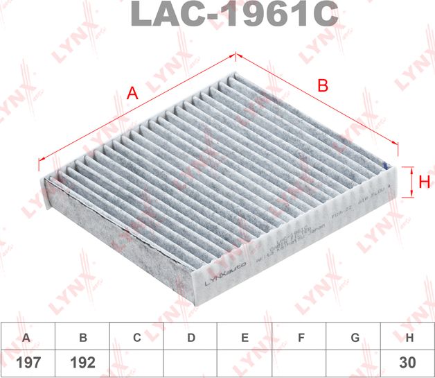 Салонный фильтр LYNXauto. Артикул LAC-1961C