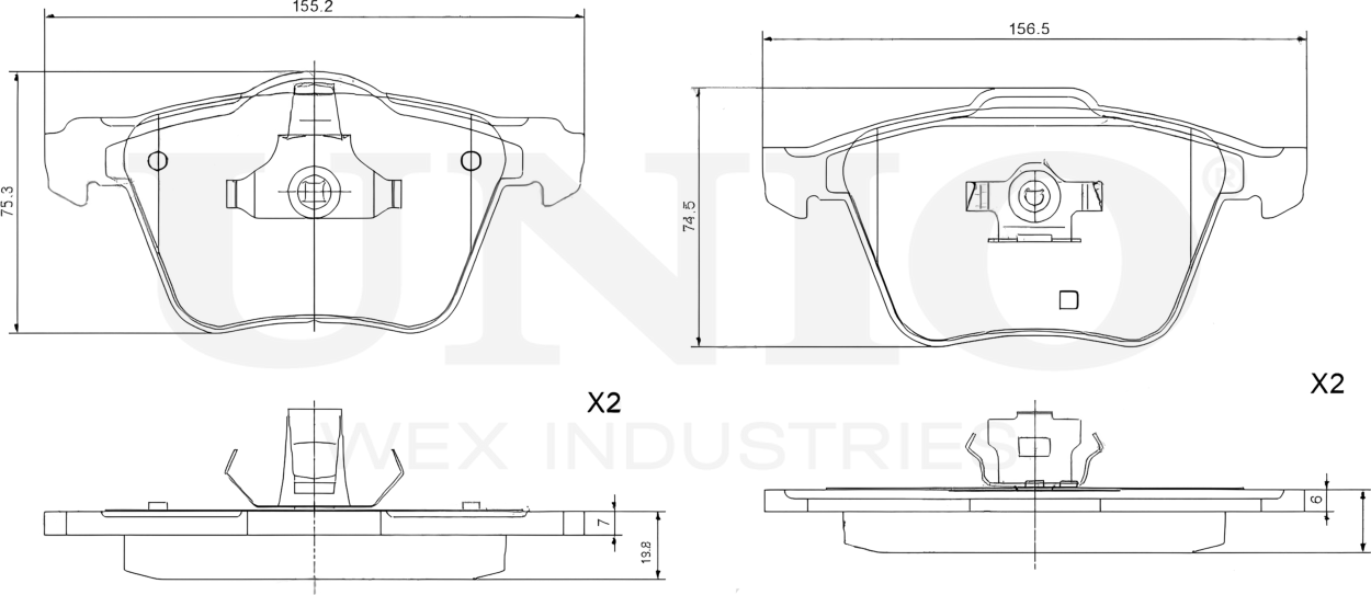 Колодки тормозные дисковые, комплект (Unio). Артикул BRP-20017