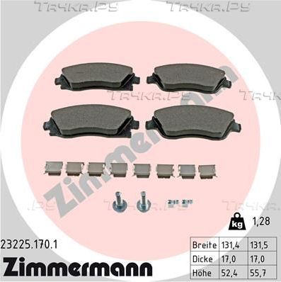 Тормозные колодки Zimmermann передние для Opel Corsa C 2000-2009. Артикул 23225.170.1
