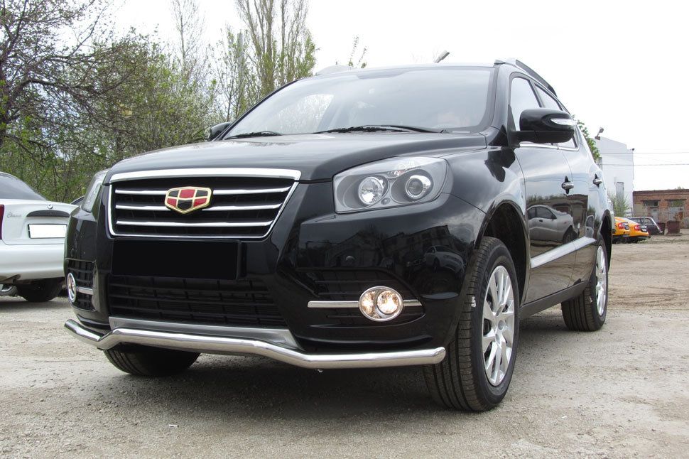 Защита Slitkoff переднего бампера d57 волна для Geely Emgrand X7 рестайлинг 2016-2026. Артикул GAFX716002