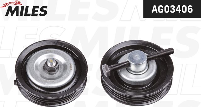Натяжной ролик (натяжитель) приводного поликлинового ремня Miles (Металл). Артикул AG03406
