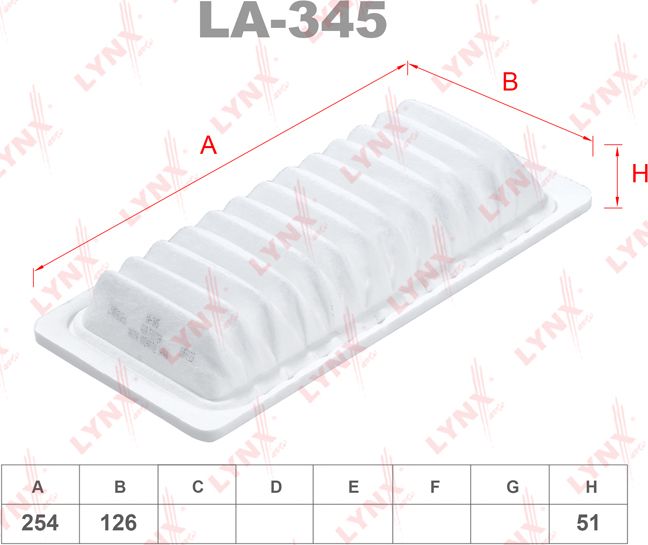Воздушный фильтр LYNXauto. Артикул LA-345