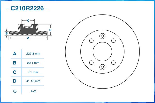 Диск тормозной передний (Cworks). Артикул C210R2226