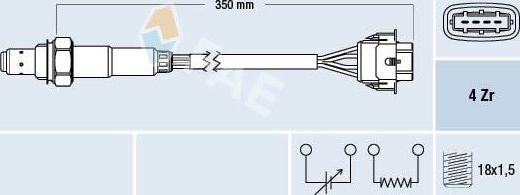 Лямбда-зонд (кислородный датчик) FAE. Артикул 77155
