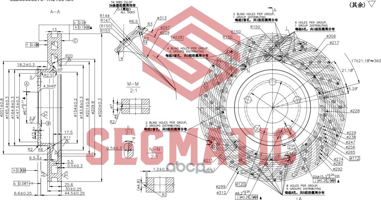ДИСК ТОРМОЗНОЙ (Segmatic). Артикул SBD30093375
