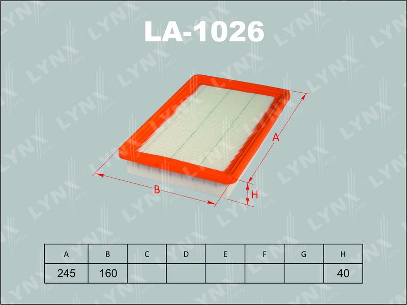 Воздушный фильтр LYNXauto. Артикул LA-1026