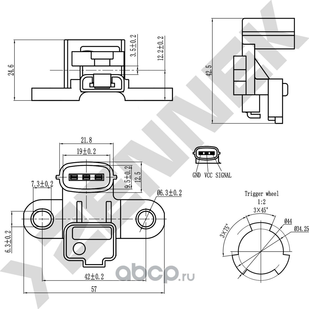 Датчик положения коленвала MITSUBISHI CARISMA/LANCER 1.6-2.0 95-06 (Zennek). Артикул DCS0322