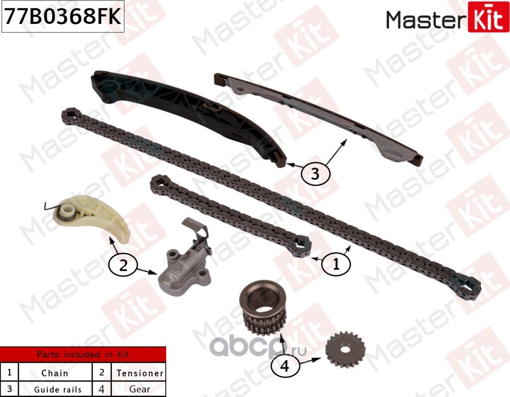 Комплект цепи ГРМ NISSAN/INFINITI KR20DDET (Master KIT). Артикул 77B0368FK