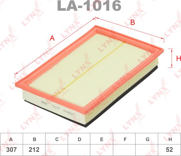 Воздушный фильтр LYNXauto. Артикул LA-1016