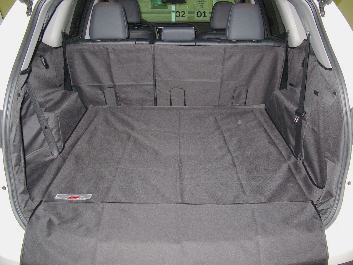 Защитный чехол AUTOSMSTUDIO "Maxi" в багажник автомобиля для Toyota Highlander III XU50 (7 мест) 2013-2020, серый. Артикул TP-THLN30-MAXI-GR