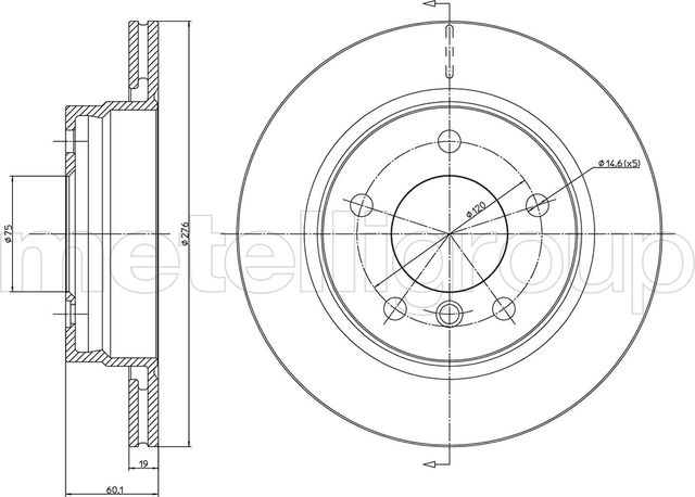 Тормозной диск Metelli. Артикул 23-0450C