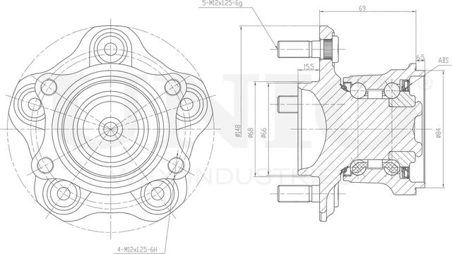 Ступица колеса с интегрированным подшипником (Unio). Артикул HUB-20102