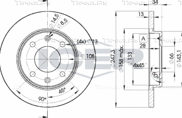 Тормозной диск Icer. Артикул 78BD4298-2