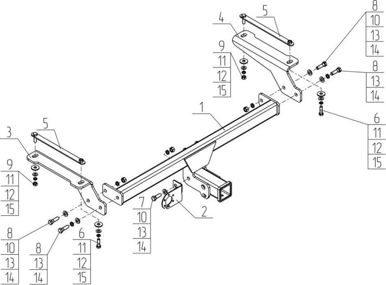 Фаркоп AvtoS для Haval F7 2019-2026 без шара в комплекте. Артикул HV 03B
