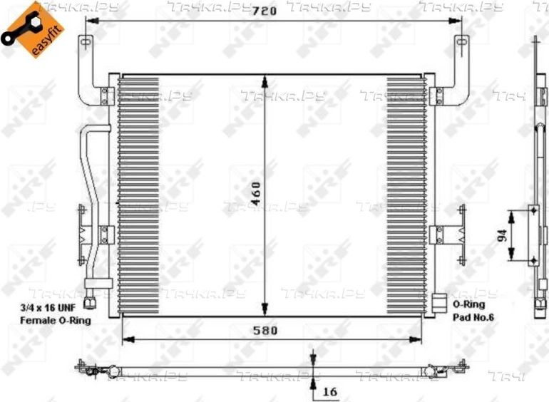 Радиатор кондиционера (конденсатор) NRF EASY FIT для Renault Premium I 1996-2006. Артикул 35655