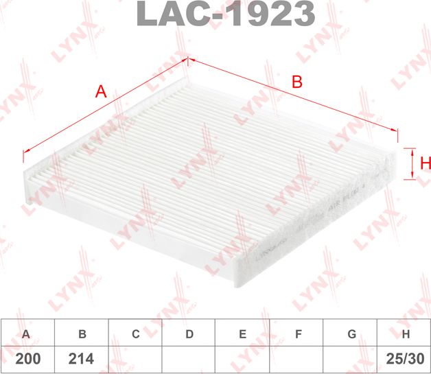 Салонный фильтр LYNXauto. Артикул LAC-1923