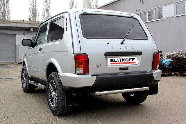 Защита Slitkoff задняя d57 короткая для ВАЗ 2121 4х4 Urban 3дв. 2014-2026. Артикул NivUR005