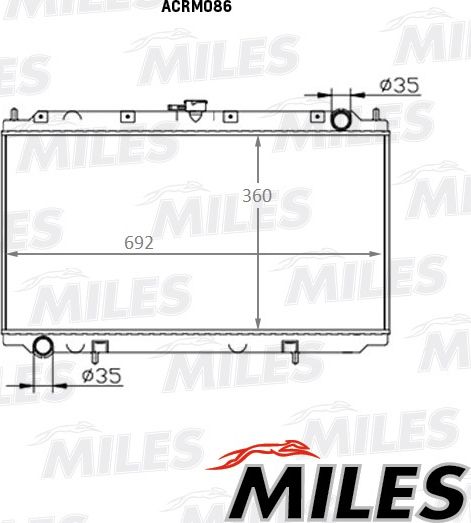 Радиатор охлаждения двигателя Miles для Nissan Primera P11 1996-2002. Артикул ACRM086